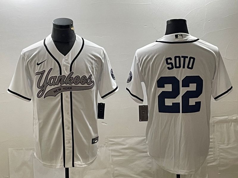 Men New York Yankees #22 Soto White Game Nike 2023 MLB Jersey style 1